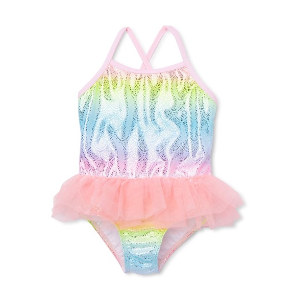 Mermaid Rainbow Tutu Infant Baby Girl Swimsuit - Picture 2 of 10